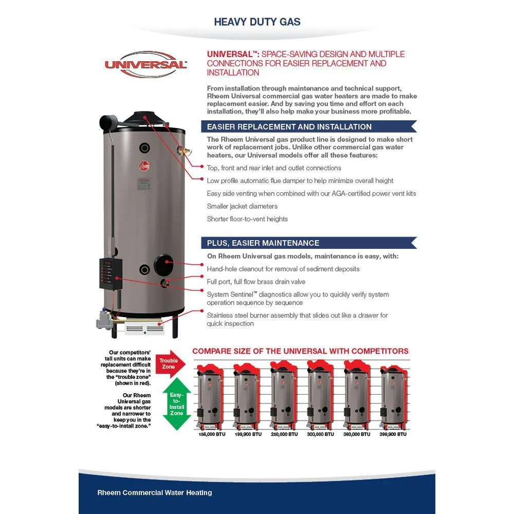 100 Gal. 270K BTU Commercial Universal Heavy-Duty Low NOx (LN) Natural Gas ASME Tank Water Heater