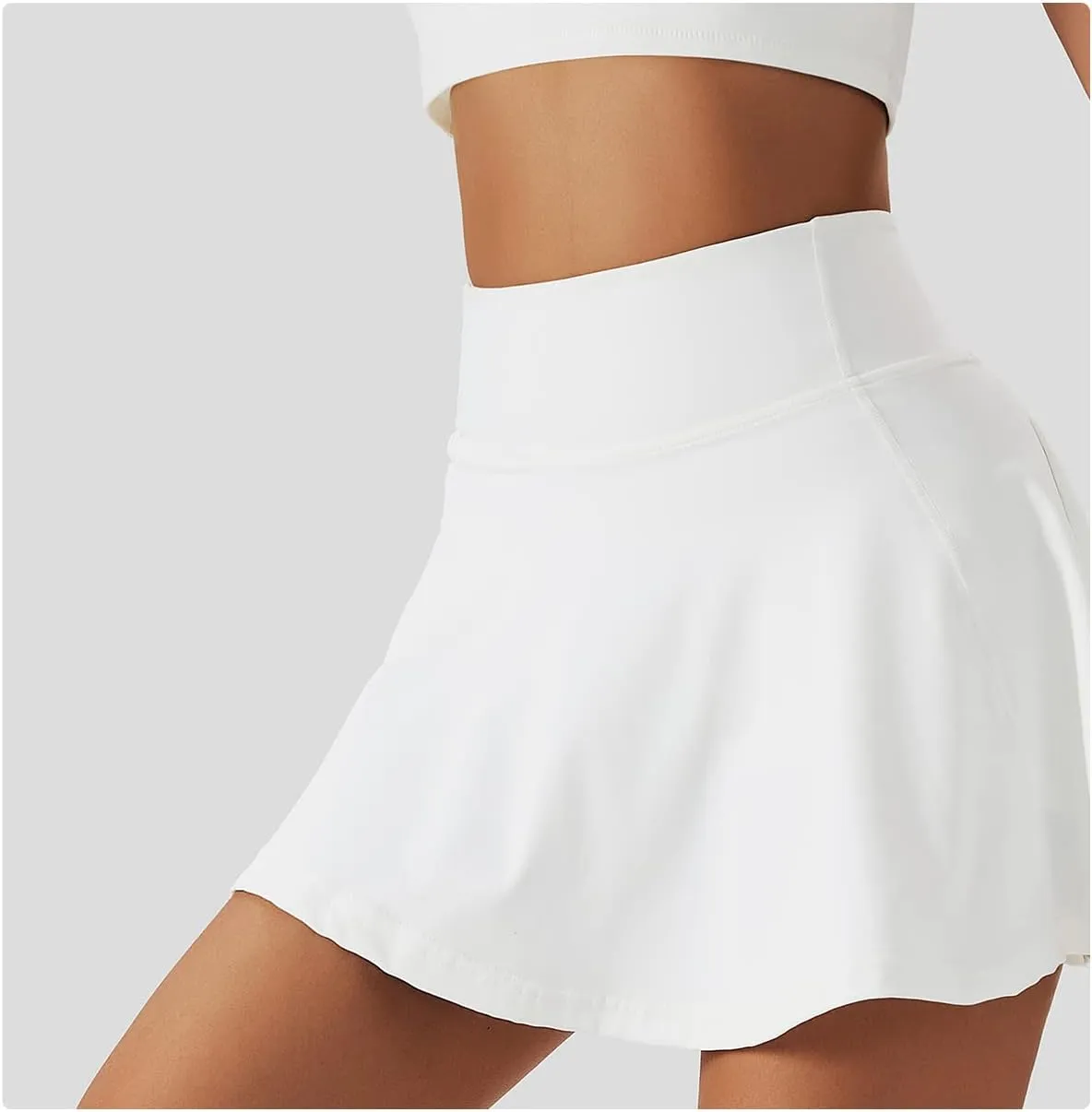 2 Piece Tennis Dress for Women High Waist Pleated Tennis Skirt with Shorts Short Sleeve Crop Golf Workout Skirts Sets