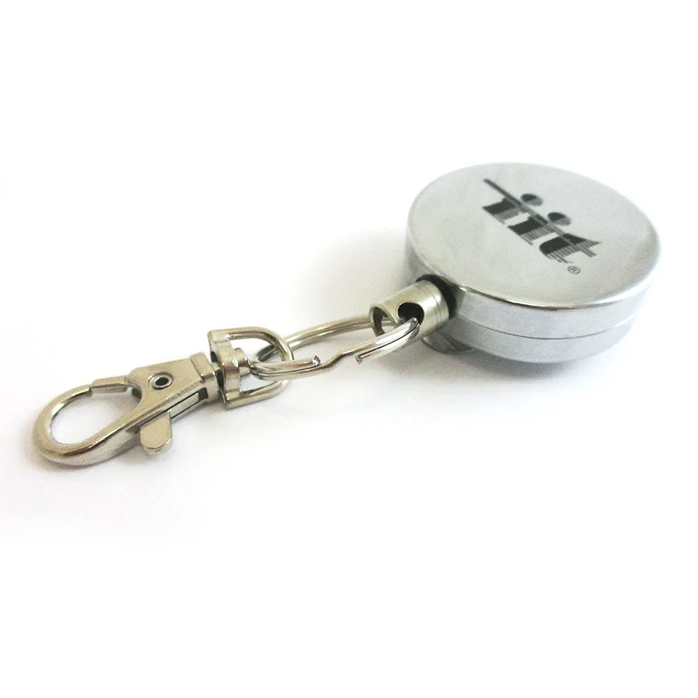 4 Steel Retractable Key Ring Clip On Pull Chain Id Holder Reel Belt Extends 26"