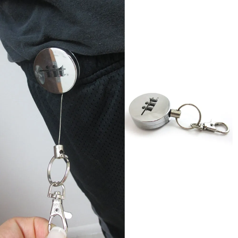 4 Steel Retractable Key Ring Clip On Pull Chain Id Holder Reel Belt Extends 26"