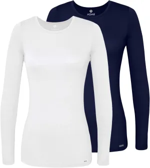Adar Women 2 Pack Long Sleeve Underscrub Comfort Tee