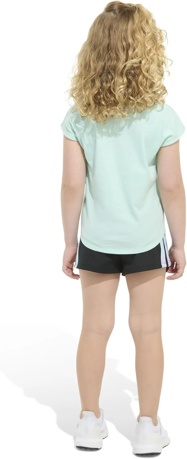adidas Girls Graphic Tee Shirt and Mesh Short Set