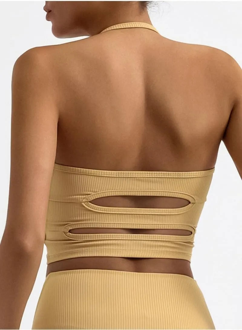 Adjustable Sports Bras for Women V Neck Workout Crop Top Backless Camisole Tank Top Sleeveless Gym Tops