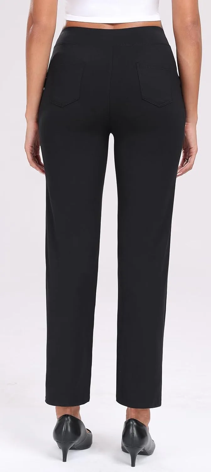 Agenlulu Stretchy Dress Pants for Women Summer Ankle Elastic High Rise Straight Leg Pants Business Work Slacks, 28" Inseam