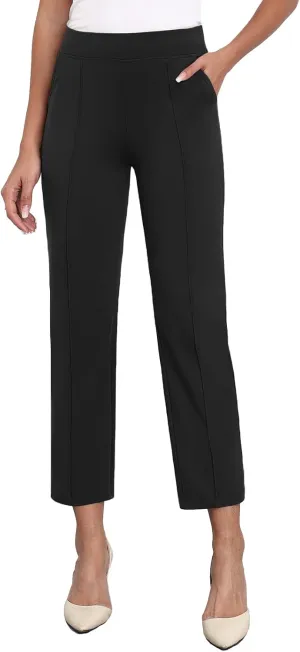 Agenlulu Stretchy Dress Pants for Women Summer Ankle Elastic High Rise Straight Leg Pants Business Work Slacks, 28" Inseam