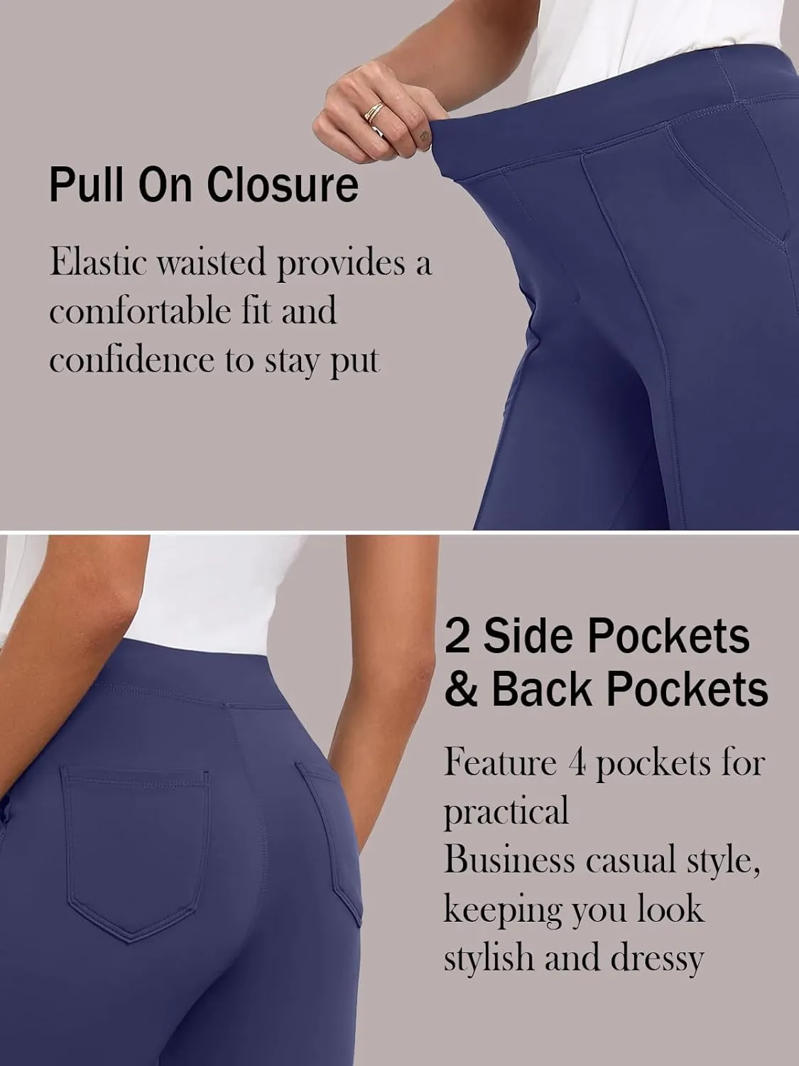 Agenlulu Stretchy Dress Pants for Women Summer Ankle Elastic High Rise Straight Leg Pants Business Work Slacks, 28" Inseam