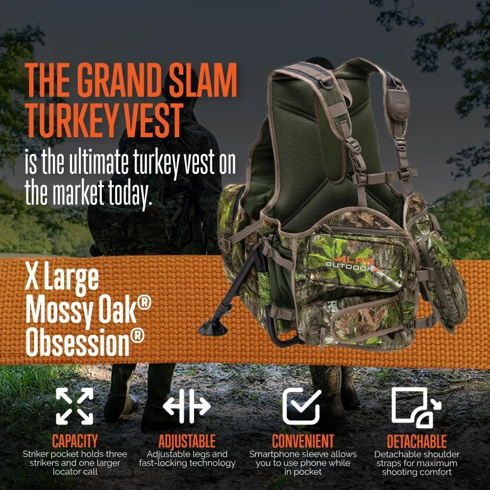 ALPS OutdoorZ Grand Slam Turkey Vest, Sit Anywhere Kickstand Removeable Frame and Memory Foam Seat