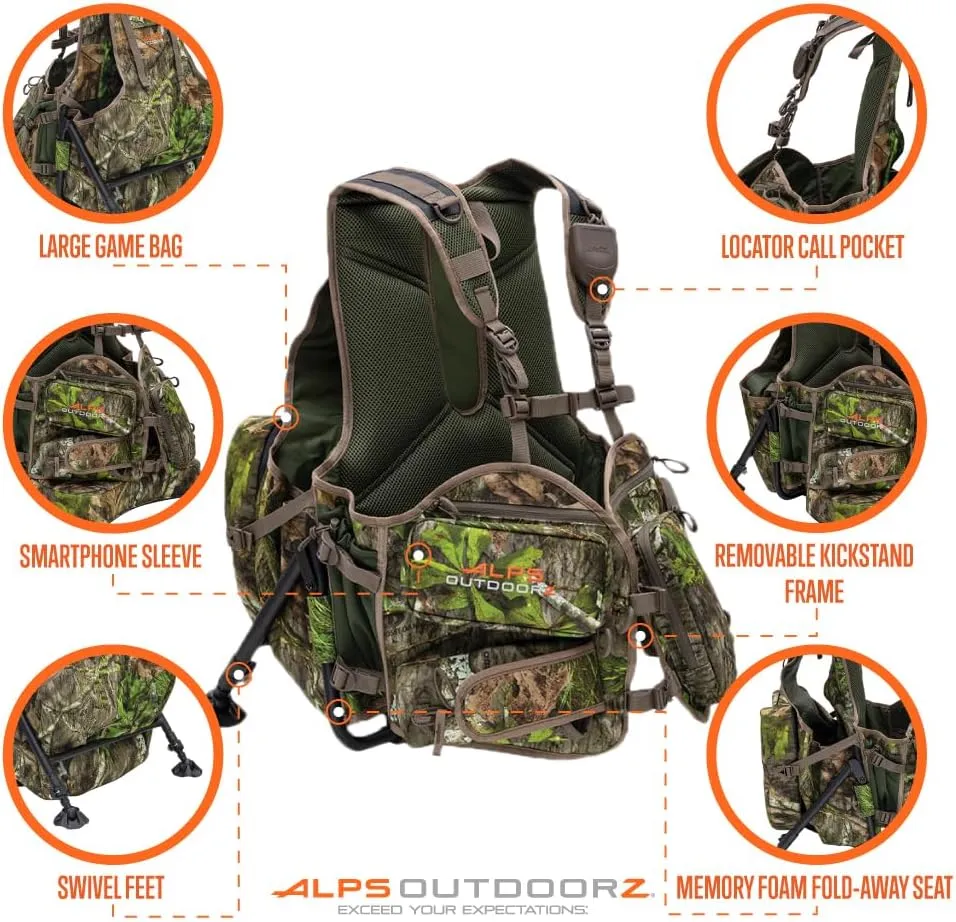 ALPS OutdoorZ Grand Slam Turkey Vest, Sit Anywhere Kickstand Removeable Frame and Memory Foam Seat
