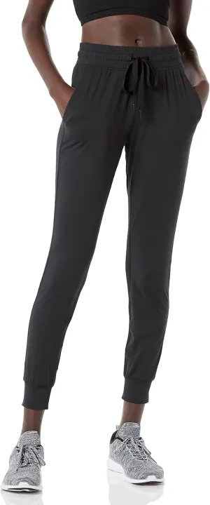 Amazon Essentials Athletic Pants for Women, Brushed Tech Stretch Lounge Joggers, Plus Size Available