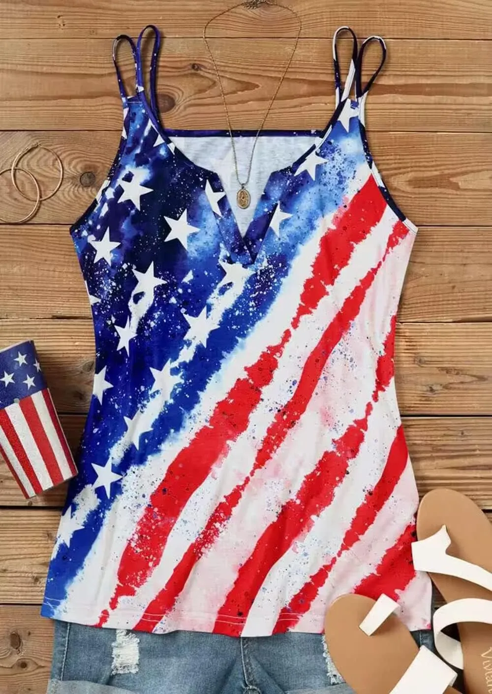 American Flag Tank Top for Women 4th of July Shirts Sleeveless Patriotic Shirts Fourth of July Top