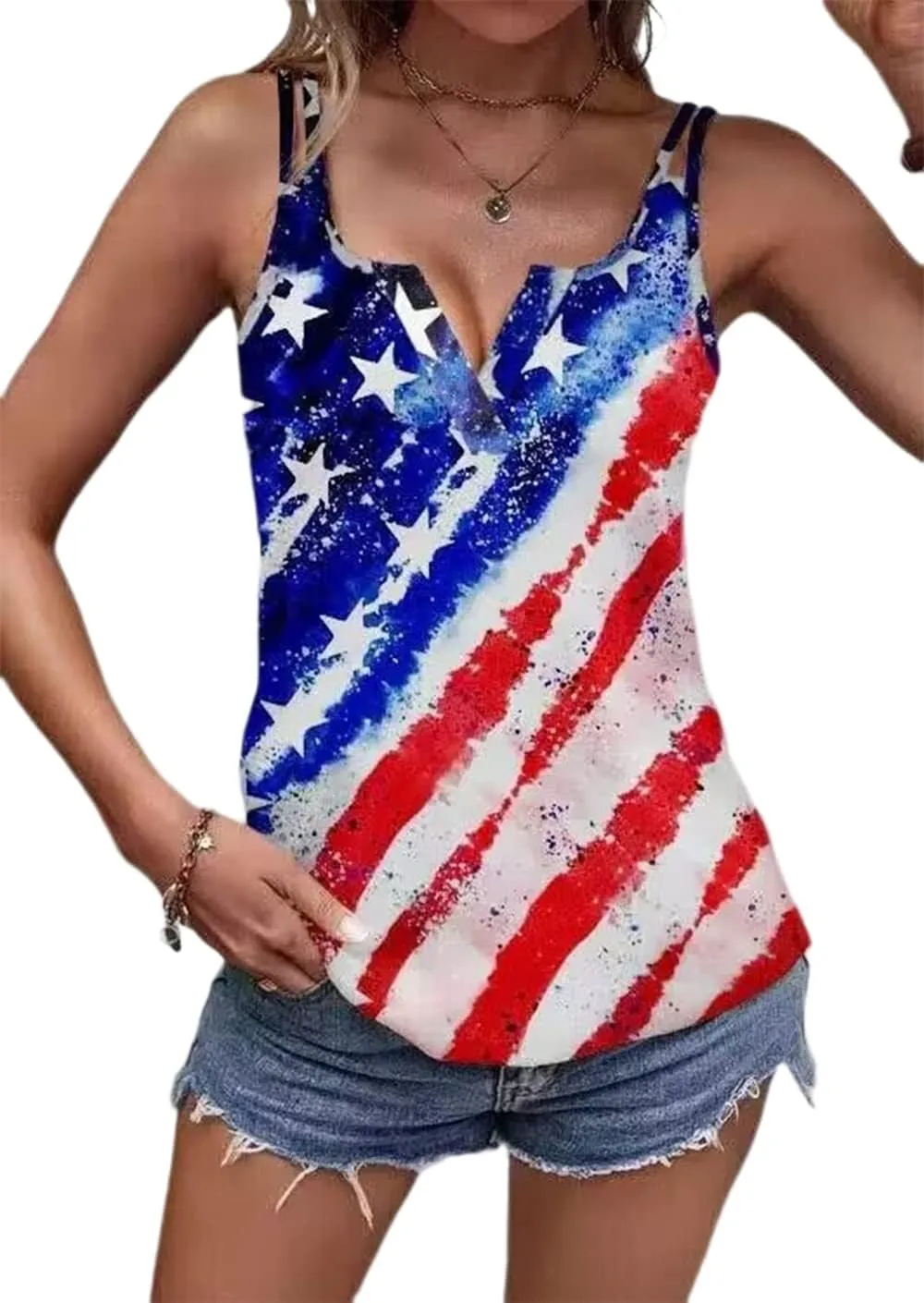American Flag Tank Top for Women 4th of July Shirts Sleeveless Patriotic Shirts Fourth of July Top