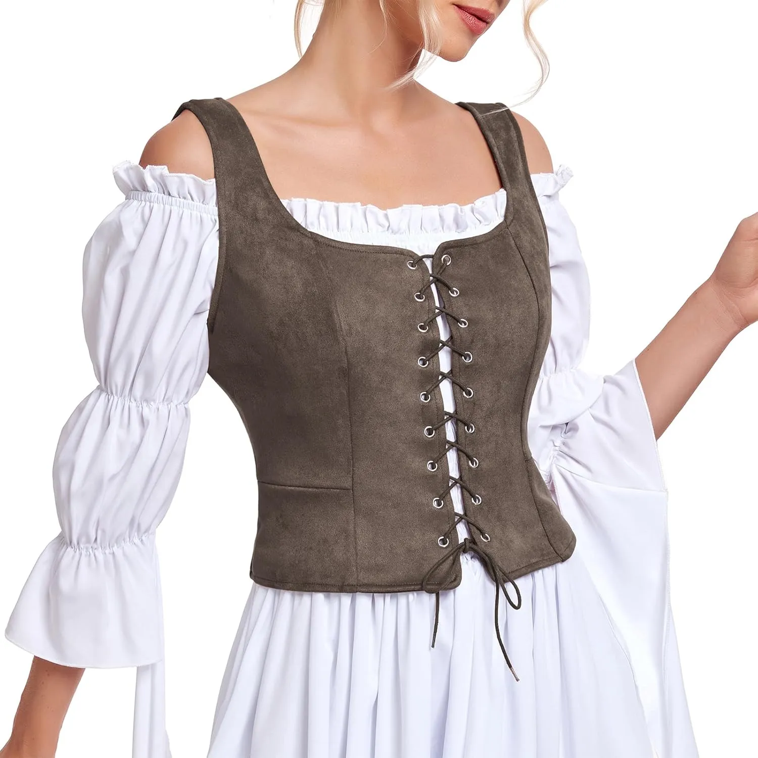 American Trends Renaissance Costume Women's Pirate Corset Vest Medieval Corsets Top Steampunk Gothic Tank Top