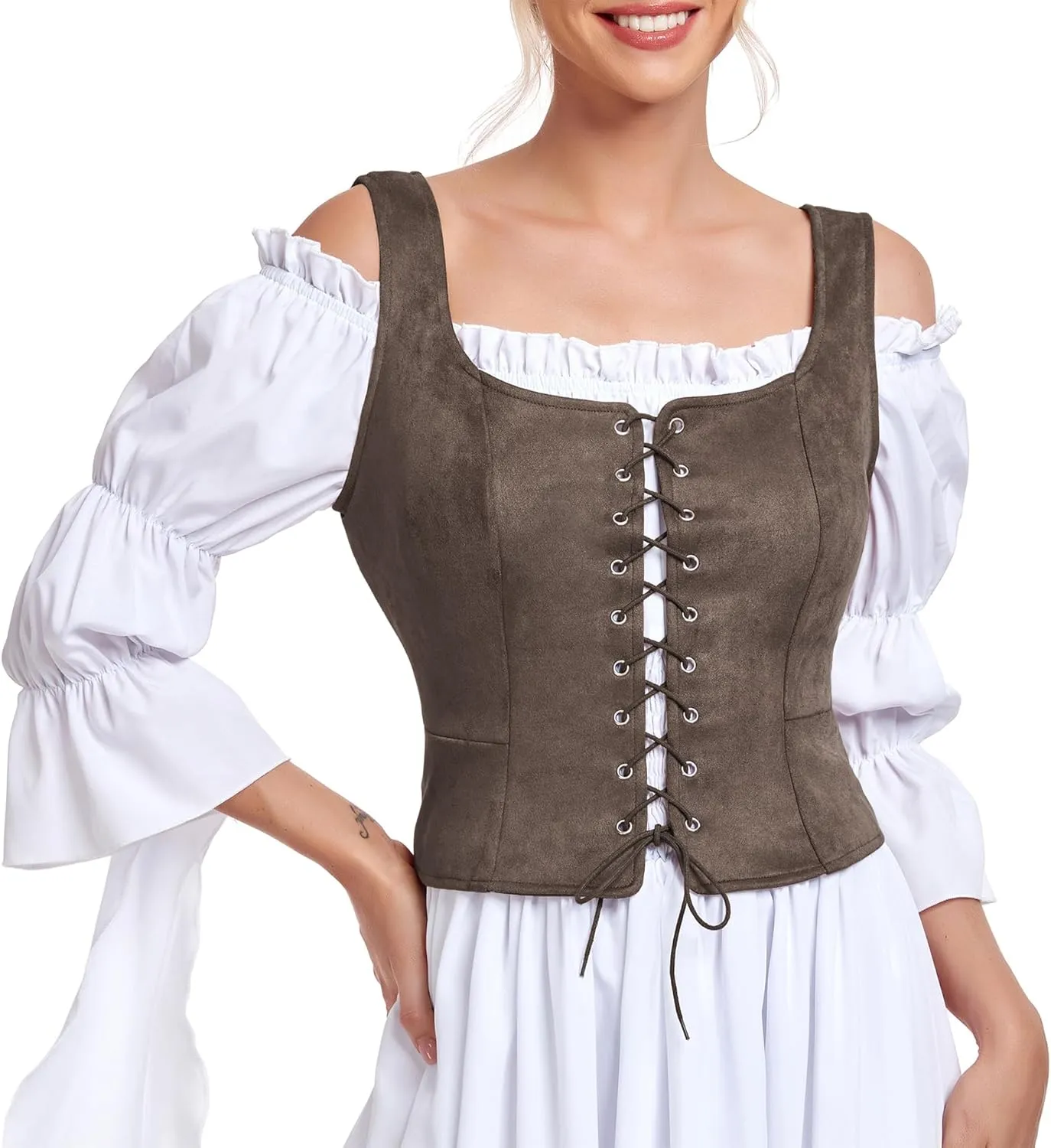 American Trends Renaissance Costume Women's Pirate Corset Vest Medieval Corsets Top Steampunk Gothic Tank Top