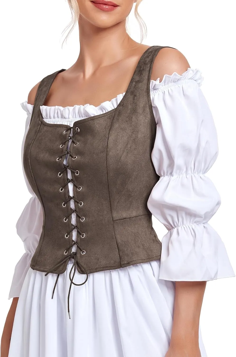 American Trends Renaissance Costume Women's Pirate Corset Vest Medieval Corsets Top Steampunk Gothic Tank Top