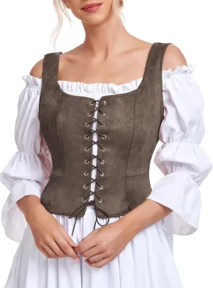 American Trends Renaissance Costume Women's Pirate Corset Vest Medieval Corsets Top Steampunk Gothic Tank Top