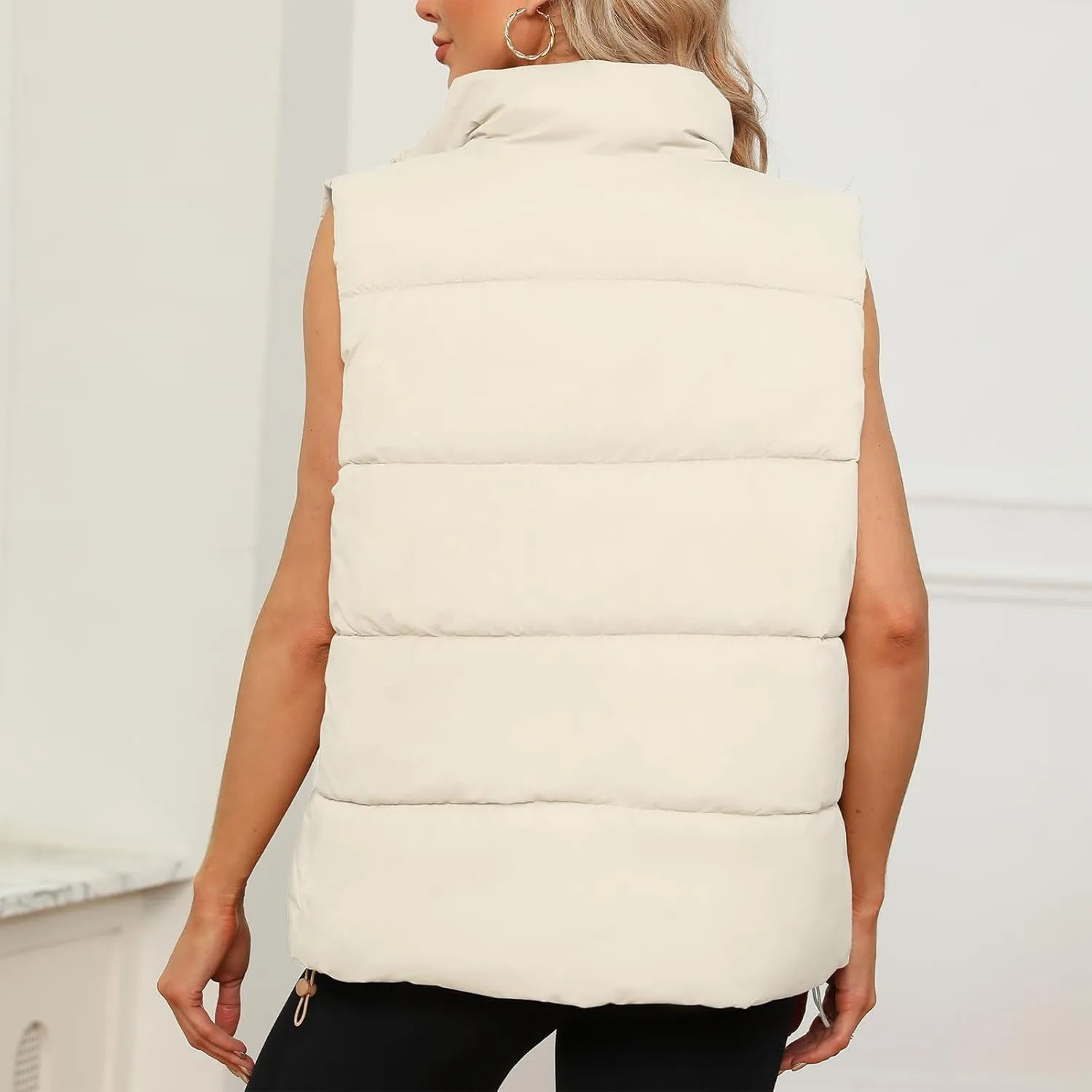 American Trends Womens Puffer Vest Sleeveless Puffy Vests for Women Collar Jacket Zipper Coat with Pockets