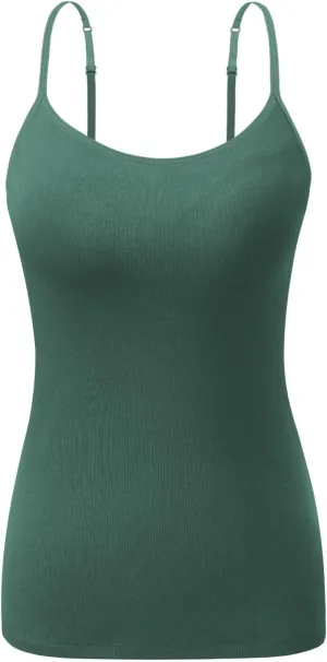 AMVELOP Camisole Top for Women with Built in Bra Adjustable Strap Basic Undershirt Layering Summer Top