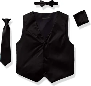 a.x.n.y mens 4 Piece Formal Vest Set Combo With Tuxedo Vest, Tie, Bow Tie, and Handkerchief