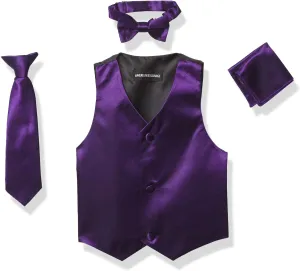 a.x.n.y mens 4 Piece Formal Vest Set Combo With Tuxedo Vest, Tie, Bow Tie, and Handkerchief