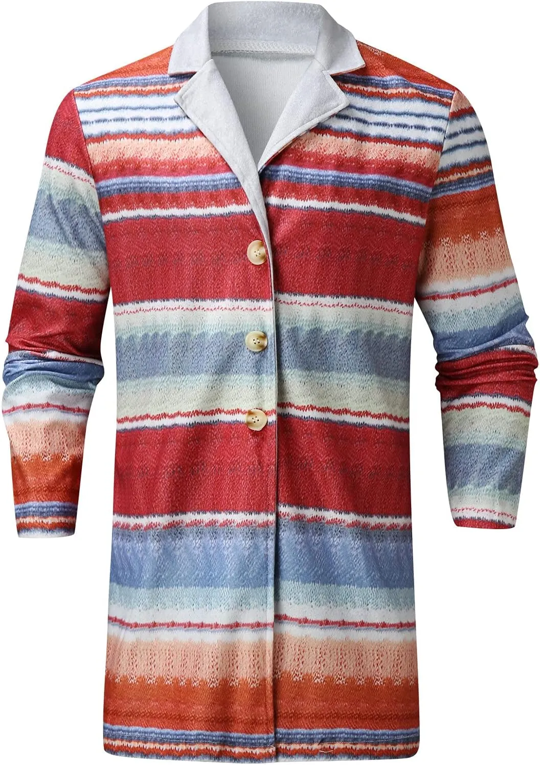 Aztec Jacket for Men, Mid Length Cardigan Sweaters, Shawl Collar Long Sleeve Open Front Button Jumper with Pockets