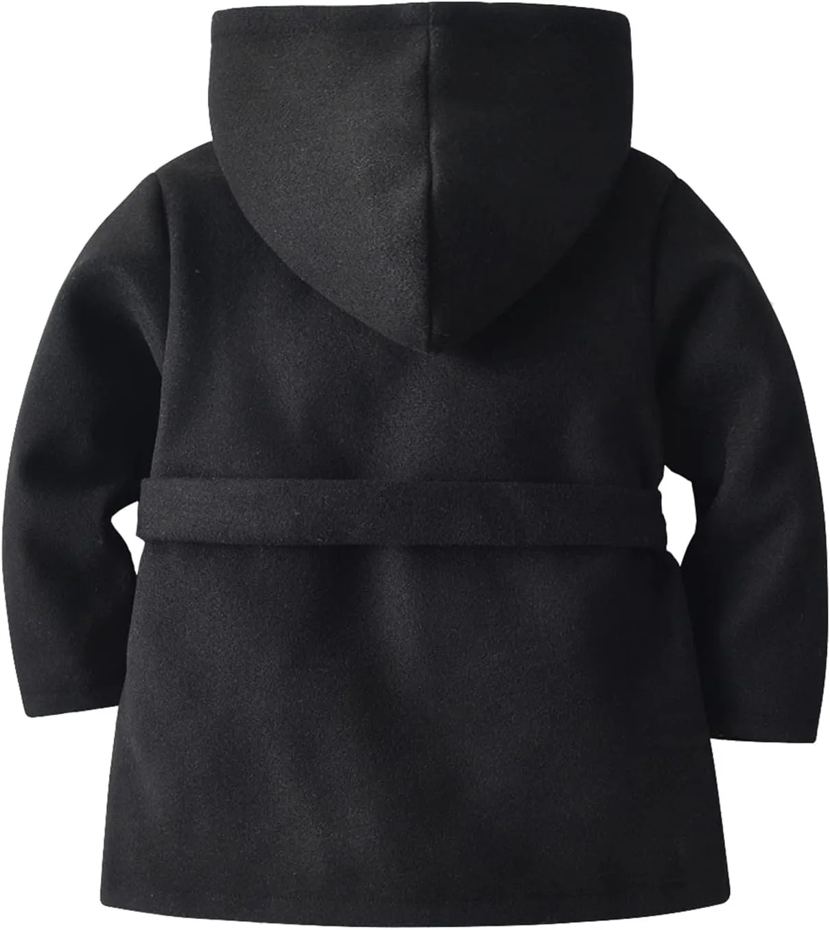 Baby Kids Girls Wool Blend Coat Winter Lapel Button Warm Hooded Jackets Trench Coat Outwear with Belt