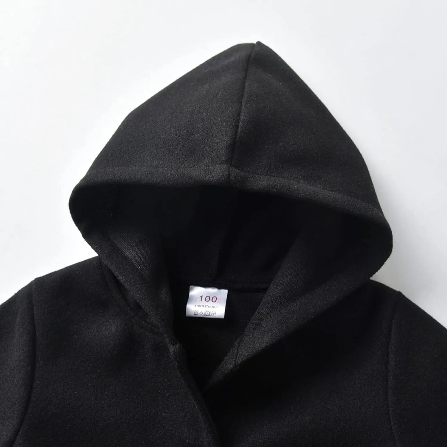Baby Kids Girls Wool Blend Coat Winter Lapel Button Warm Hooded Jackets Trench Coat Outwear with Belt