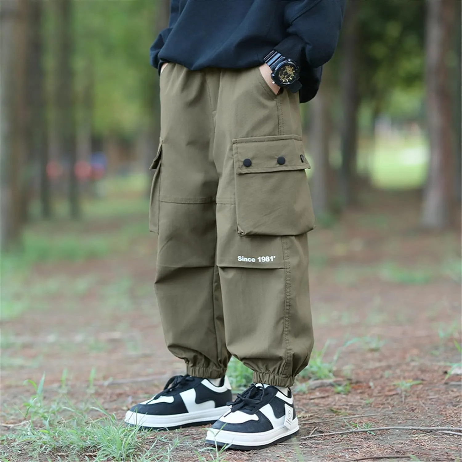 Baggy Cargo Sweatpants for Boy 2025 Spring Fashion Elastic High Wait Joggers Lounge Cozy Straight Athletic Gym Pants