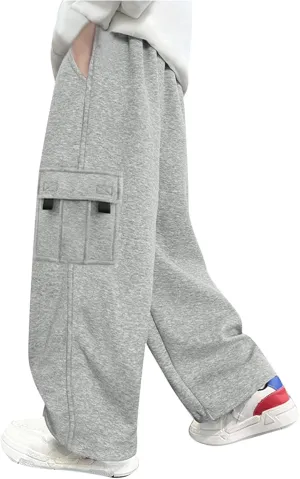 Baggy Cargo Sweatpants for Boy 2025 Spring Fashion Elastic High Wait Joggers Lounge Cozy Straight Athletic Gym Pants