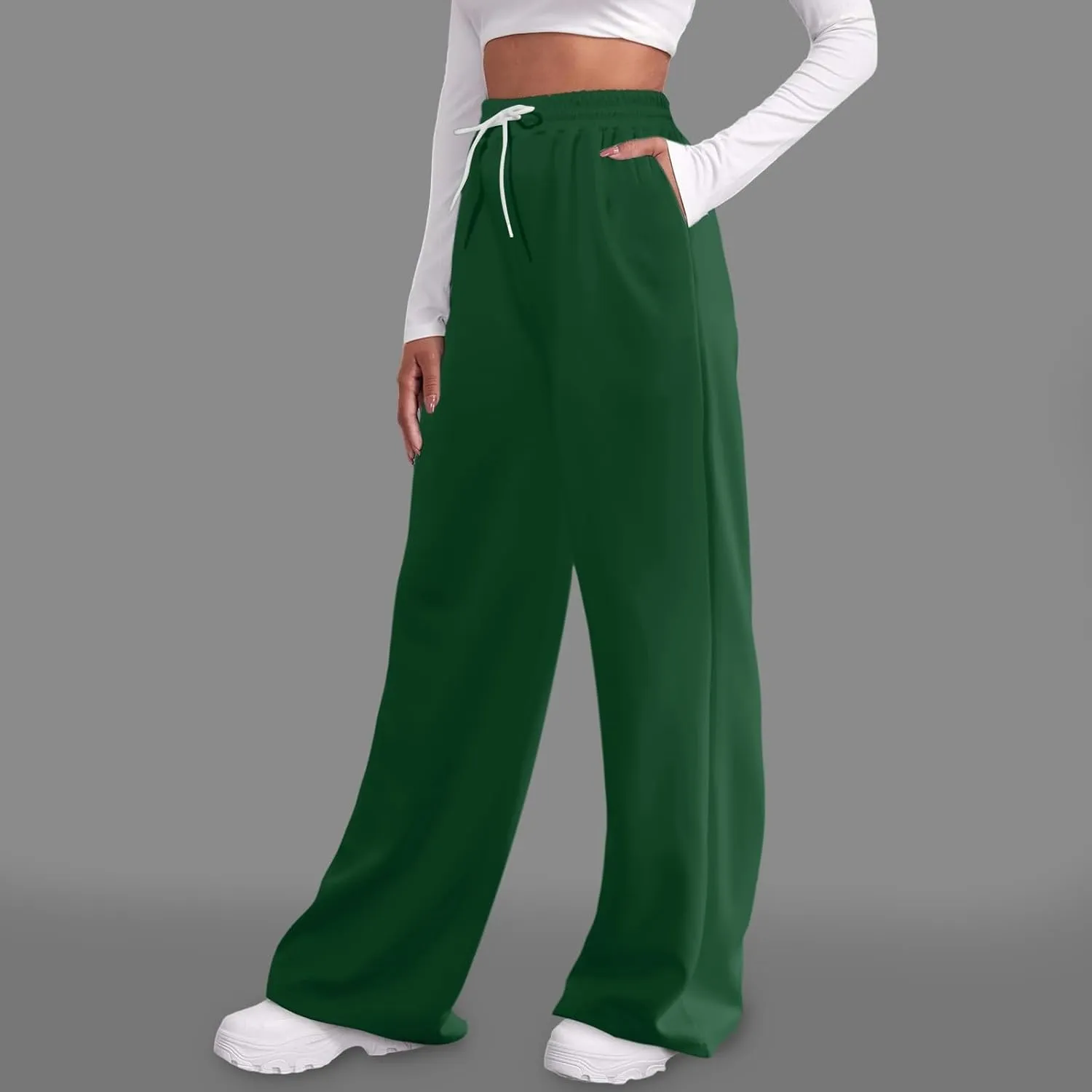 Baggy Fleece Straight Leg Sweatpants for Women High Waist Soft Relaxed Fit Wide Leg Joggers Solid Comfy 2025 Open Leg