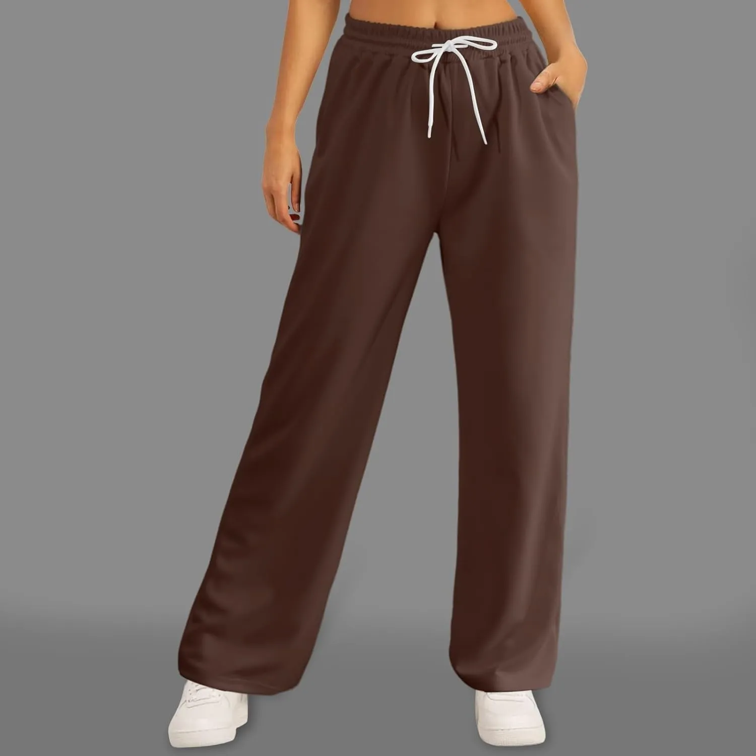 Baggy Fleece Straight Leg Sweatpants for Women High Waist Soft Relaxed Fit Wide Leg Joggers Solid Comfy 2025 Open Leg
