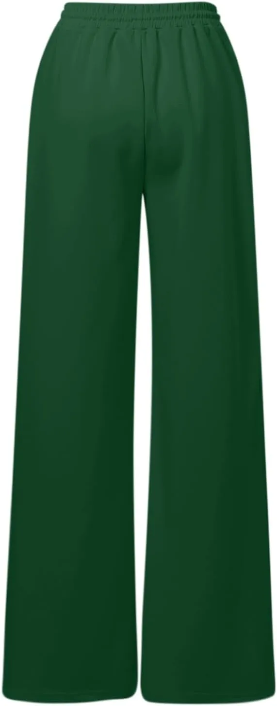 Baggy Fleece Straight Leg Sweatpants for Women High Waist Soft Relaxed Fit Wide Leg Joggers Solid Comfy 2025 Open Leg