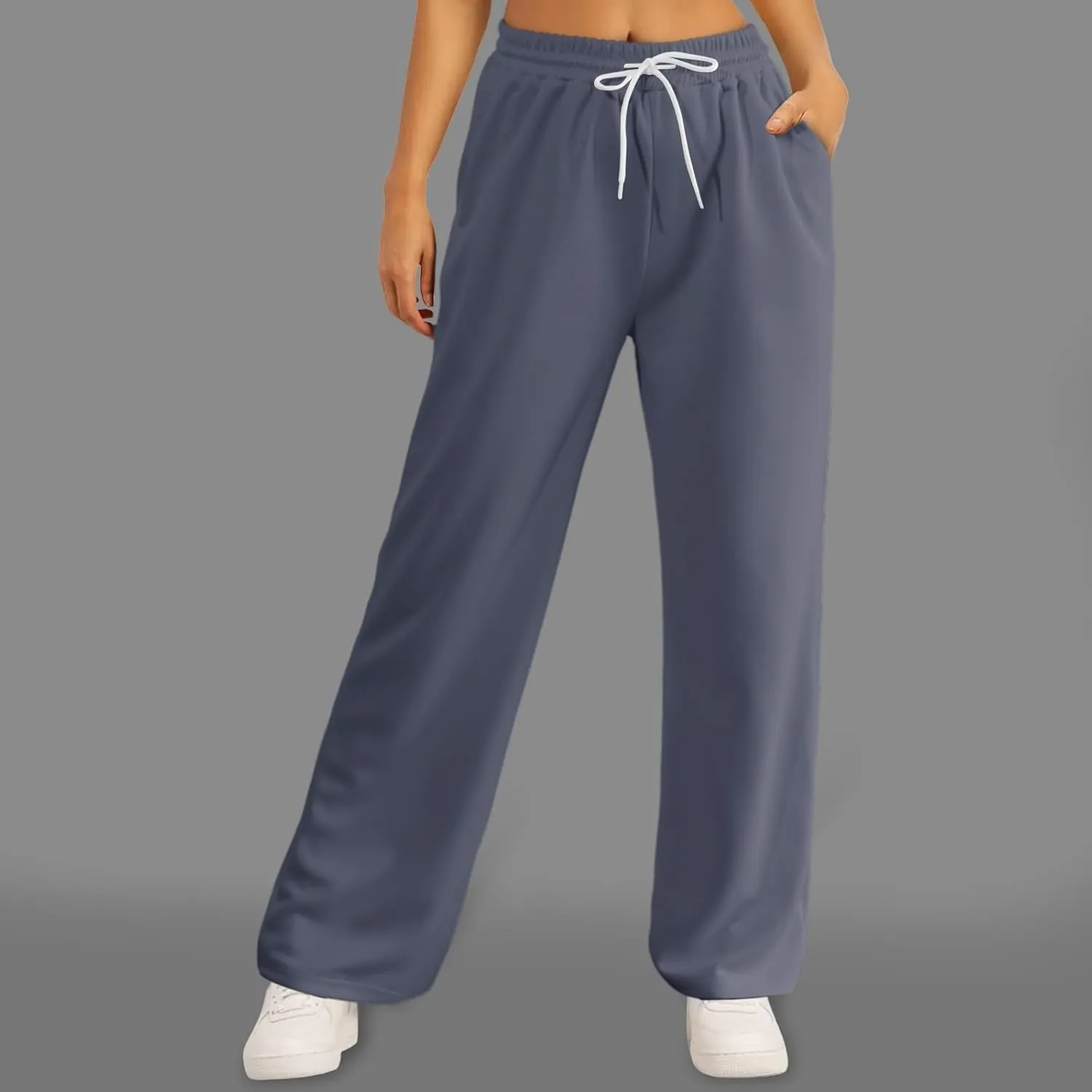Baggy Fleece Straight Leg Sweatpants for Women High Waist Soft Relaxed Fit Wide Leg Joggers Solid Comfy 2025 Open Leg