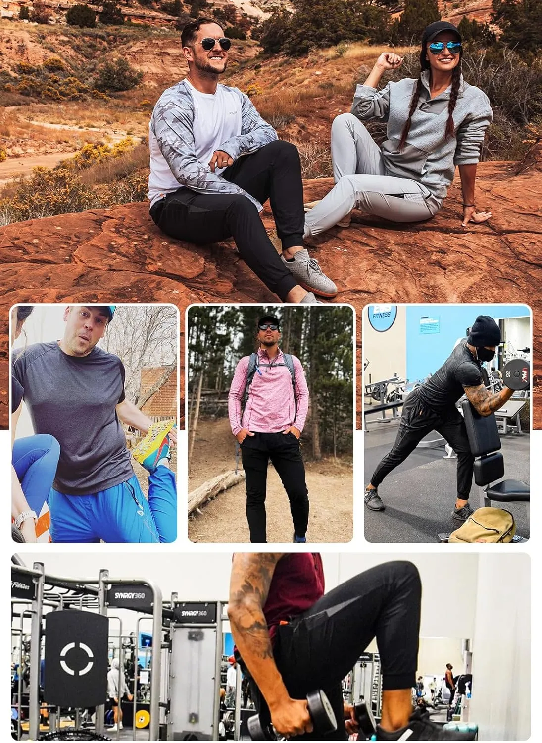 baleaf Men's Joggers Pants Athletic Workout Track Running Gym Lightweight Quick Dry Tapered Jogger Zipper Pockets