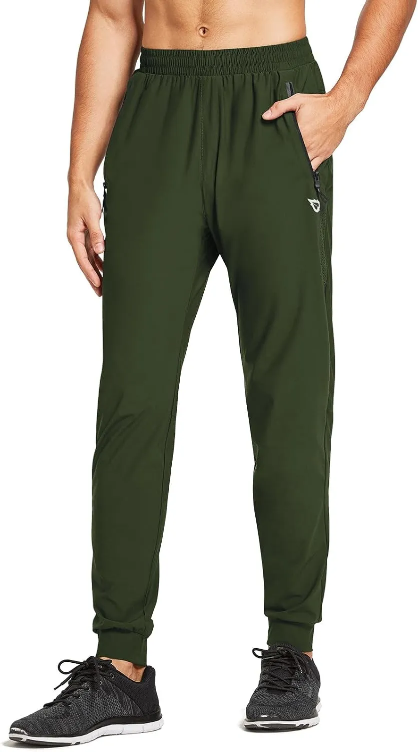 baleaf Men's Joggers Pants Athletic Workout Track Running Gym Lightweight Quick Dry Tapered Jogger Zipper Pockets