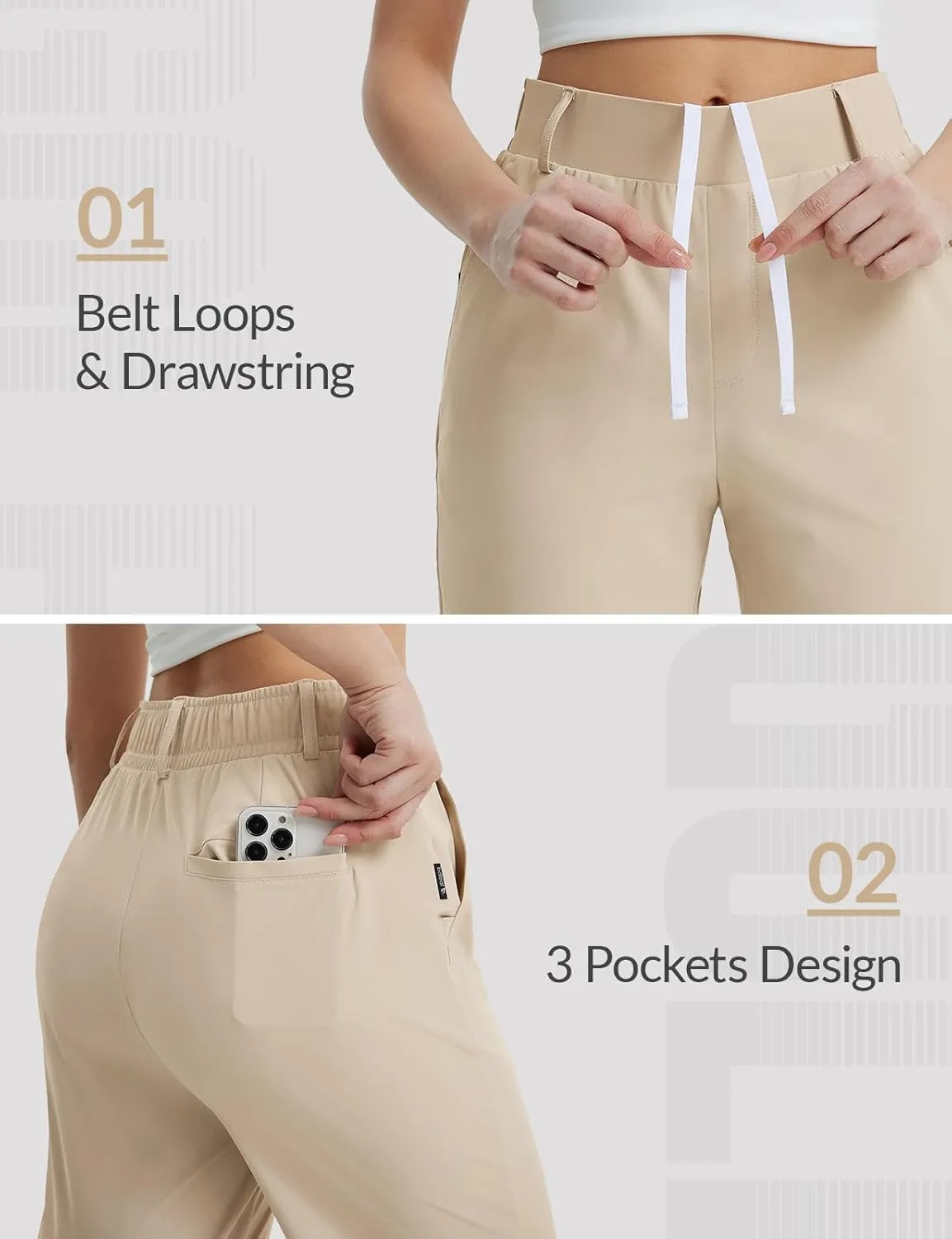 BALEAF Women's Golf Shorts 9'' Knee Length Stretch Bermuda Long Shorts Belt Loops Pockets Casual Work UPF 50 