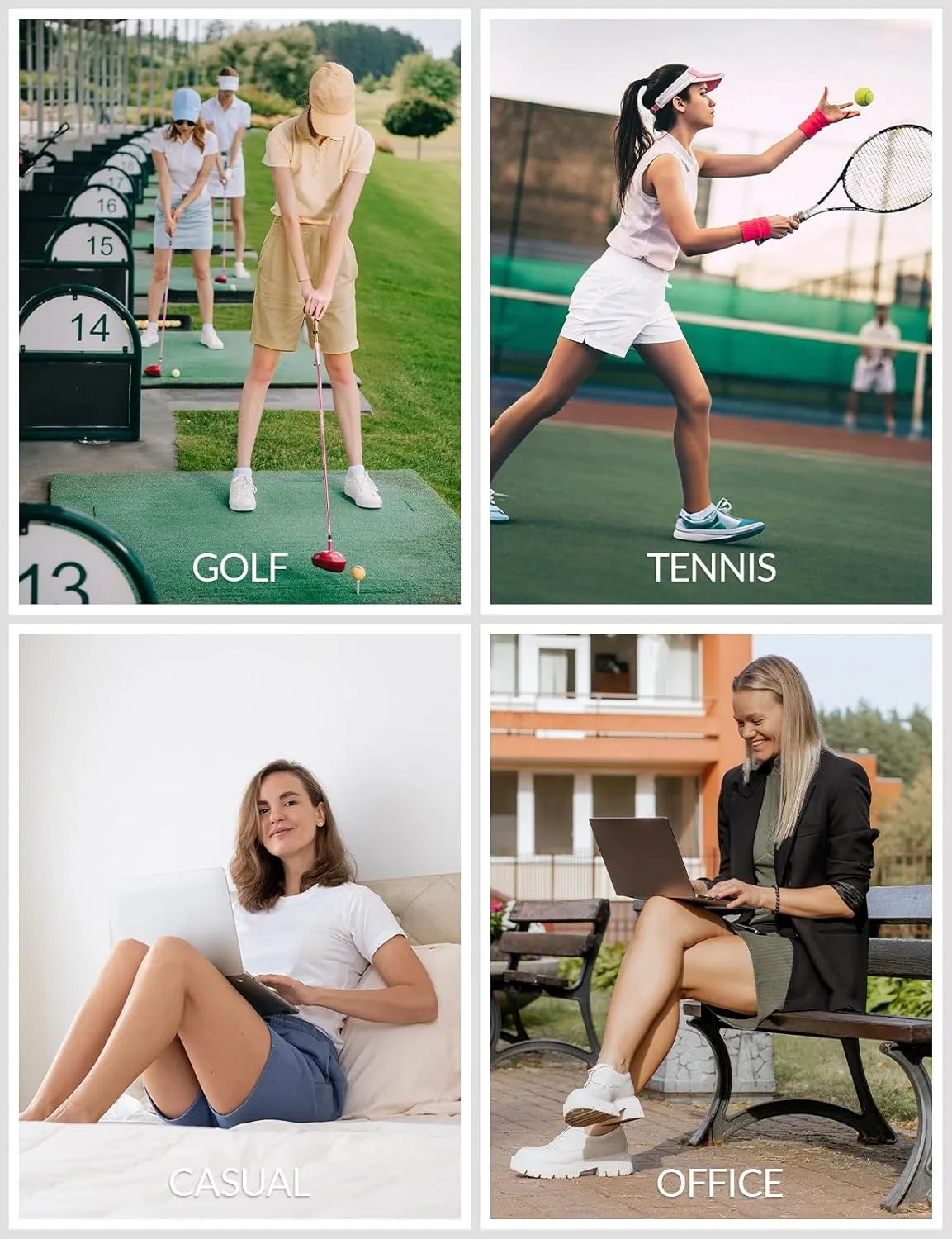BALEAF Women's Golf Shorts 9'' Knee Length Stretch Bermuda Long Shorts Belt Loops Pockets Casual Work UPF 50 