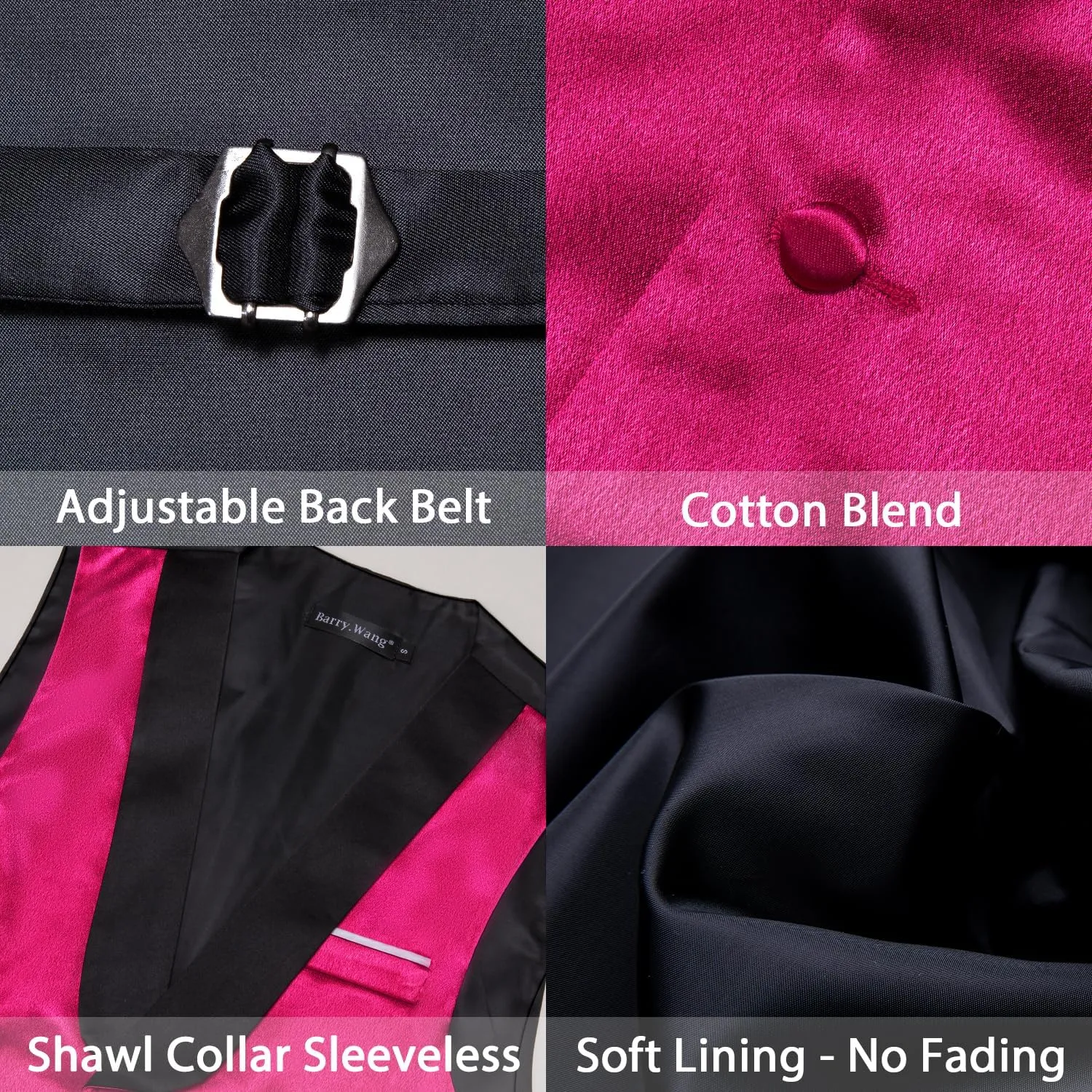 Barry.Wang Mens Formal Suit Vest Casual Business Waistcoat Tie Bowtie Set Shawl Collar Slim Fit Vest Wedding Party