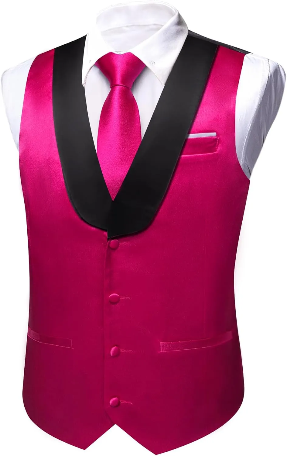 Barry.Wang Mens Formal Suit Vest Casual Business Waistcoat Tie Bowtie Set Shawl Collar Slim Fit Vest Wedding Party