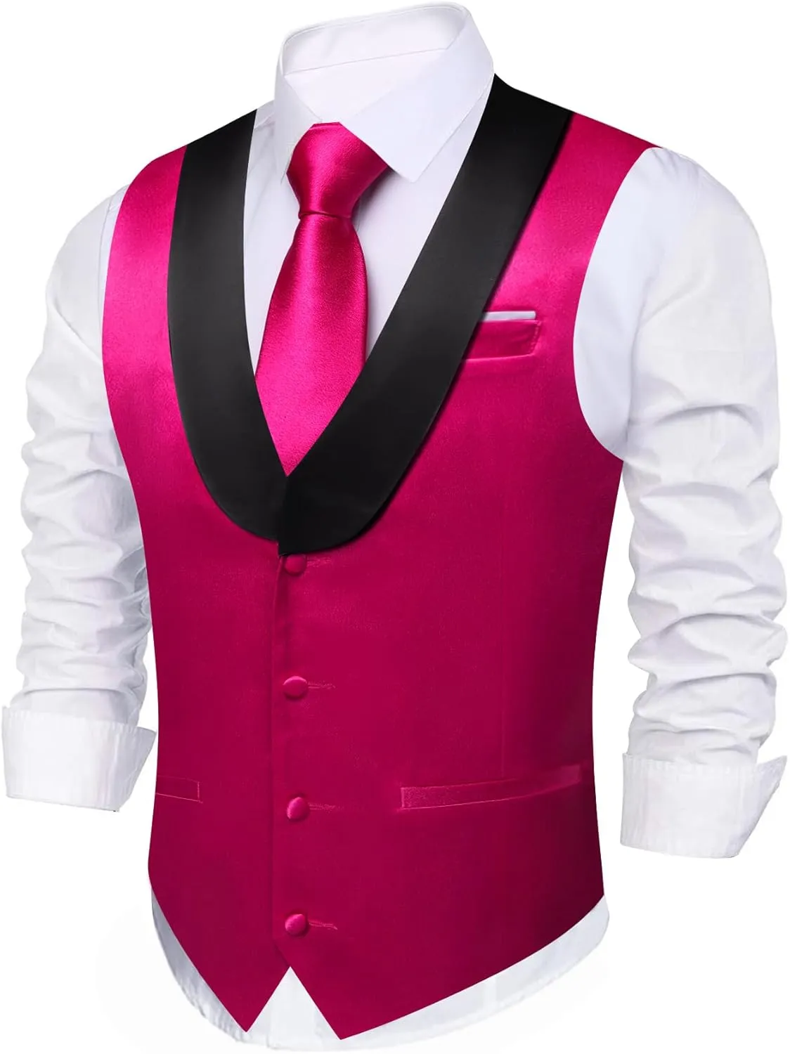 Barry.Wang Mens Formal Suit Vest Casual Business Waistcoat Tie Bowtie Set Shawl Collar Slim Fit Vest Wedding Party