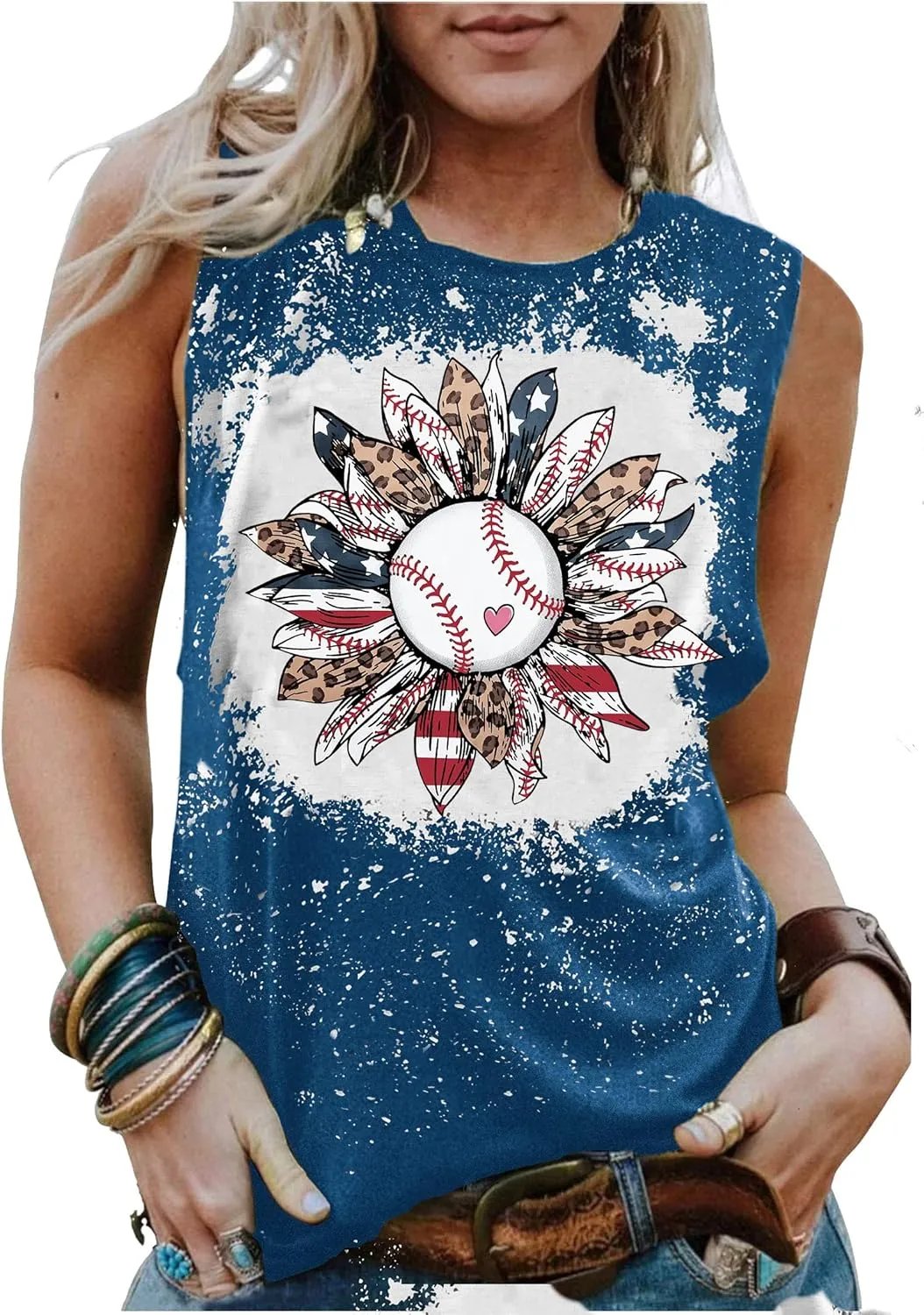 Baseball Mom Shirt Tank Tops Baseball Love Graphic Tee Shirts Women Summer Casual Loose Sleeveless Shirt
