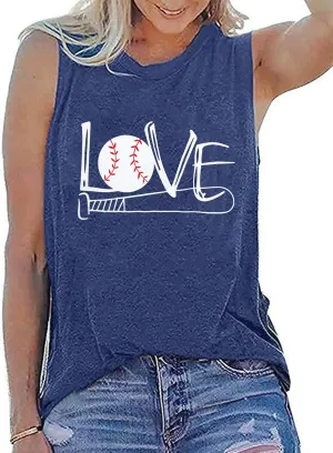 Baseball Mom Shirt Tank Tops Baseball Love Graphic Tee Shirts Women Summer Casual Loose Sleeveless Shirt