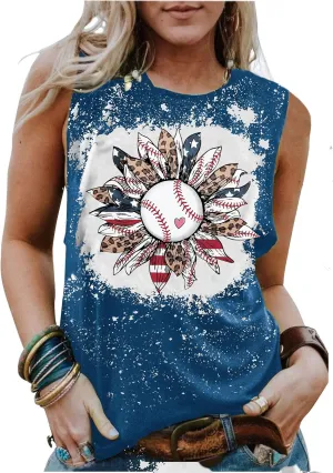 Baseball Mom Shirt Tank Tops Baseball Love Graphic Tee Shirts Women Summer Casual Loose Sleeveless Shirt