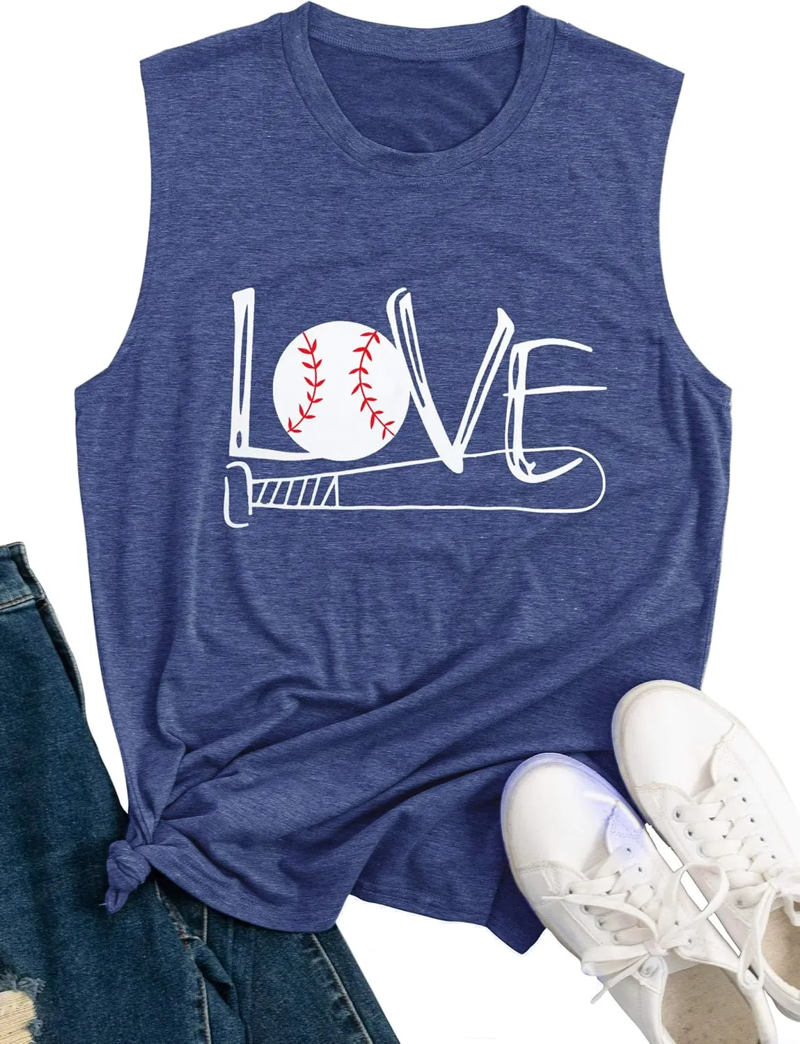 Baseball Mom Shirt Tank Tops Baseball Love Graphic Tee Shirts Women Summer Casual Loose Sleeveless Shirt