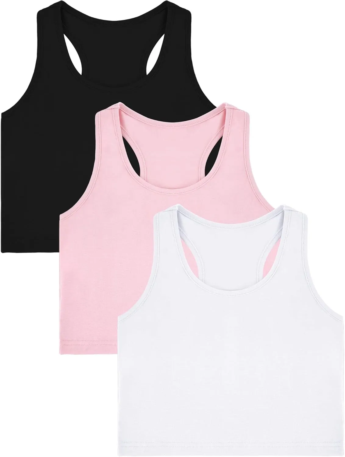 Bencailor 3 Pcs Girls Dance Tank Top Racerback Crop Tank Top Sleeveless Girls Tops Vests for Children