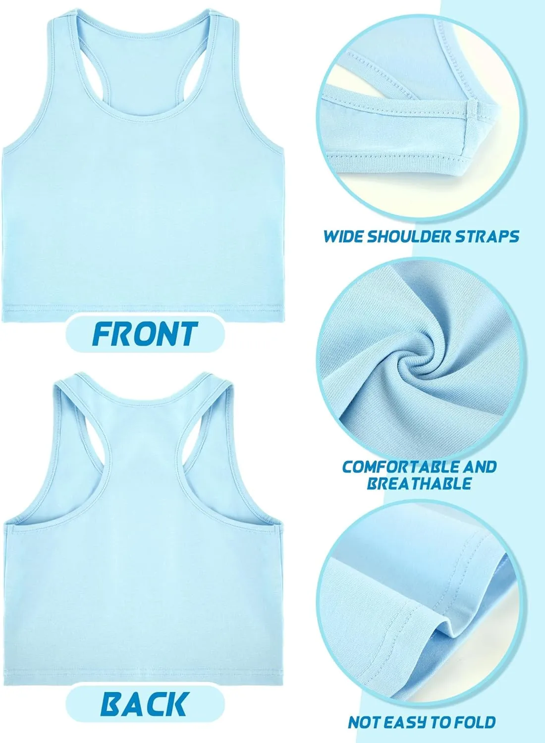 Bencailor 3 Pcs Girls Dance Tank Top Racerback Crop Tank Top Sleeveless Girls Tops Vests for Children