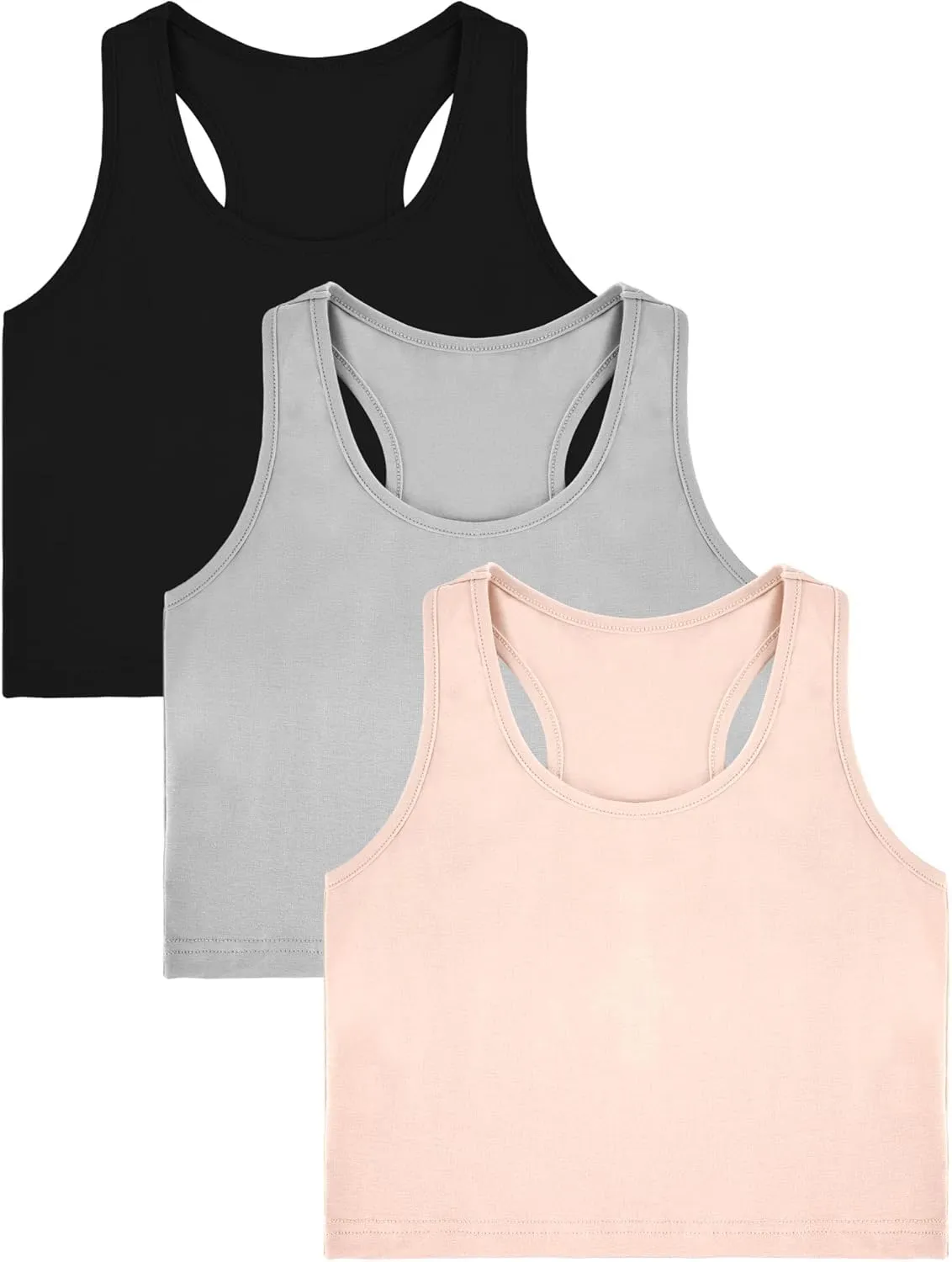 Bencailor 3 Pcs Girls Dance Tank Top Racerback Crop Tank Top Sleeveless Girls Tops Vests for Children