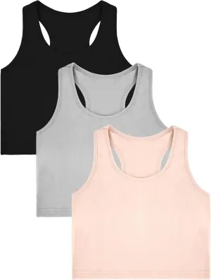 Bencailor 3 Pcs Girls Dance Tank Top Racerback Crop Tank Top Sleeveless Girls Tops Vests for Children