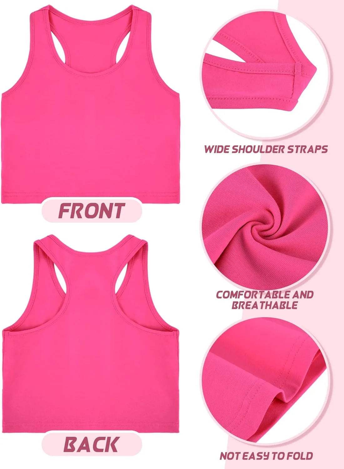 Bencailor 3 Pcs Girls Dance Tank Top Racerback Crop Tank Top Sleeveless Girls Tops Vests for Children