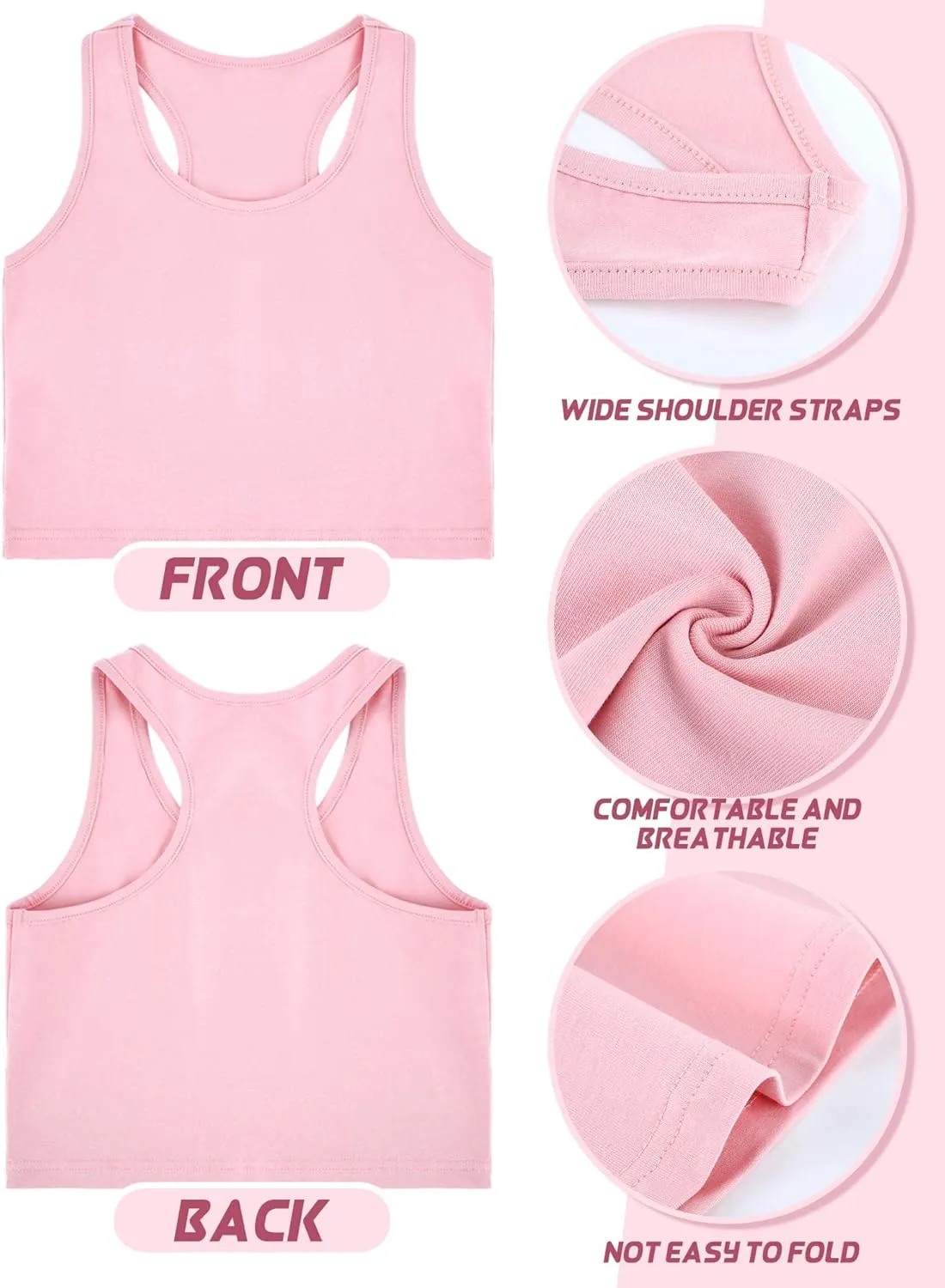 Bencailor 3 Pcs Girls Dance Tank Top Racerback Crop Tank Top Sleeveless Girls Tops Vests for Children