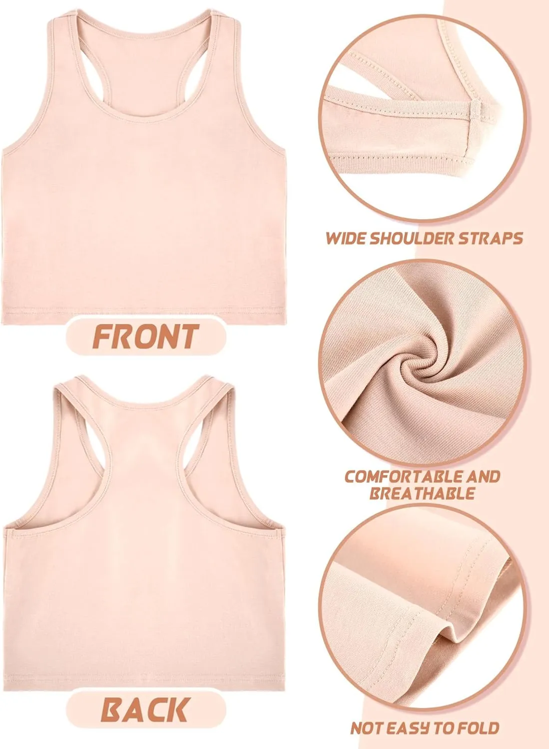Bencailor 3 Pcs Girls Dance Tank Top Racerback Crop Tank Top Sleeveless Girls Tops Vests for Children